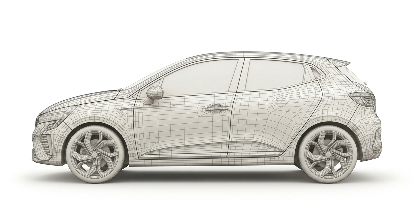 Vue profil Renault Clio 5 filaire